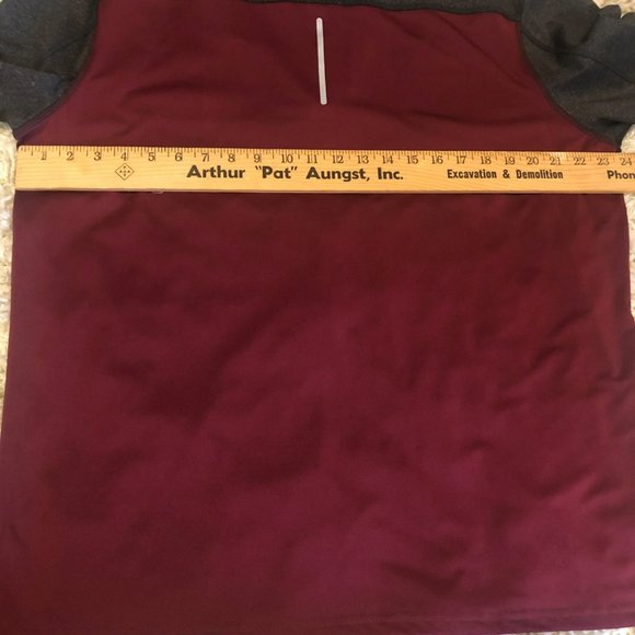 Jockey Sport Mens L 1/4 Zip Pullover LS Maroon Gray Reflective High Neck - Picture 5 of 7